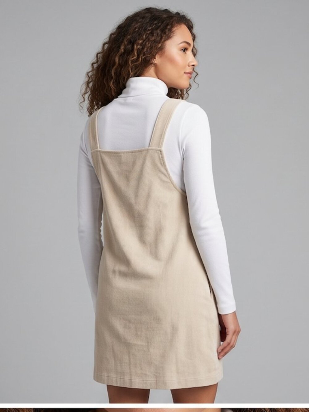 Corduroy Solid Overall Dress Without Sweater - Picture 4 of 10